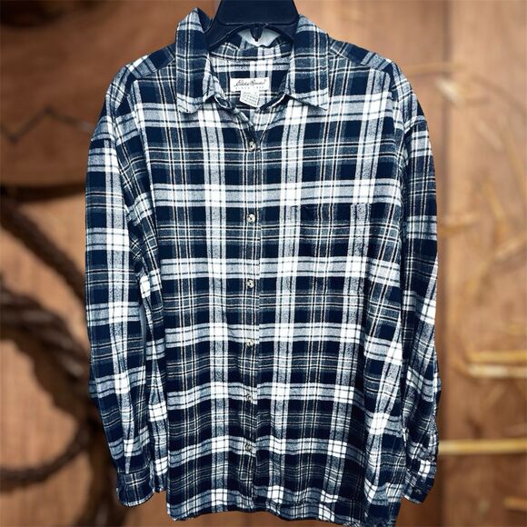 Vtg Y2k 90s Flannel Plaid Eddie Bauer Top Tunic Lg Women’s Grunge cabin Winter - Picture 1 of 7